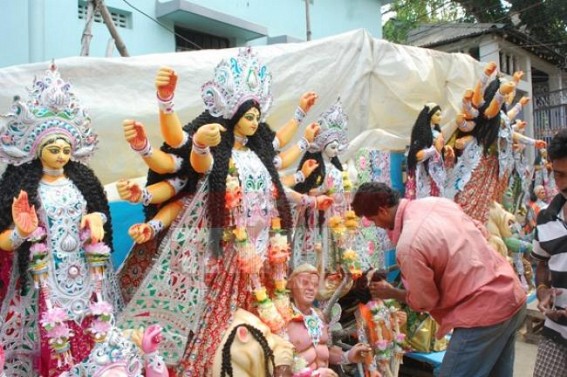 City decked up for the celebration of Basanti Durga Puja 